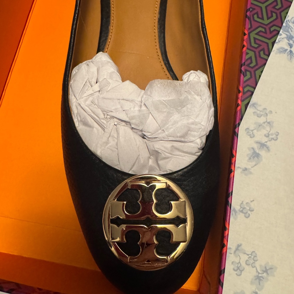 Tory Burch Black Leather Flats
